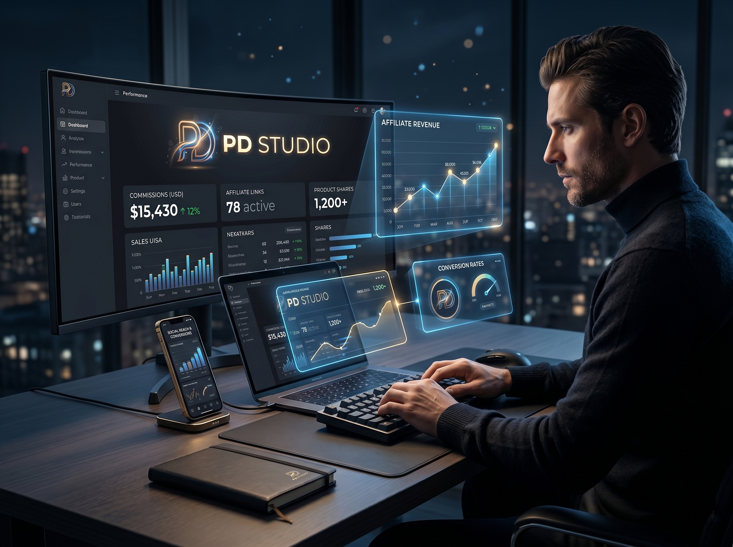 Creator using PD Studio affiliate dashboard